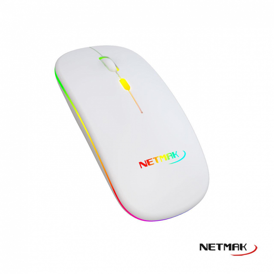 Mouse inalámbrico Netmak retroiluminado Optimize W90 blanco